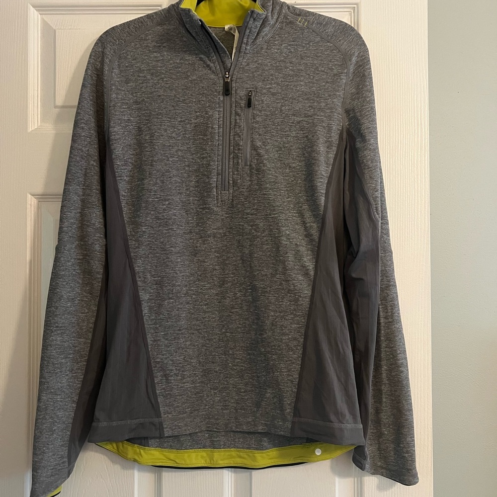 Lululemon Men’s Gray and Neon Quarter-Zip Pullover